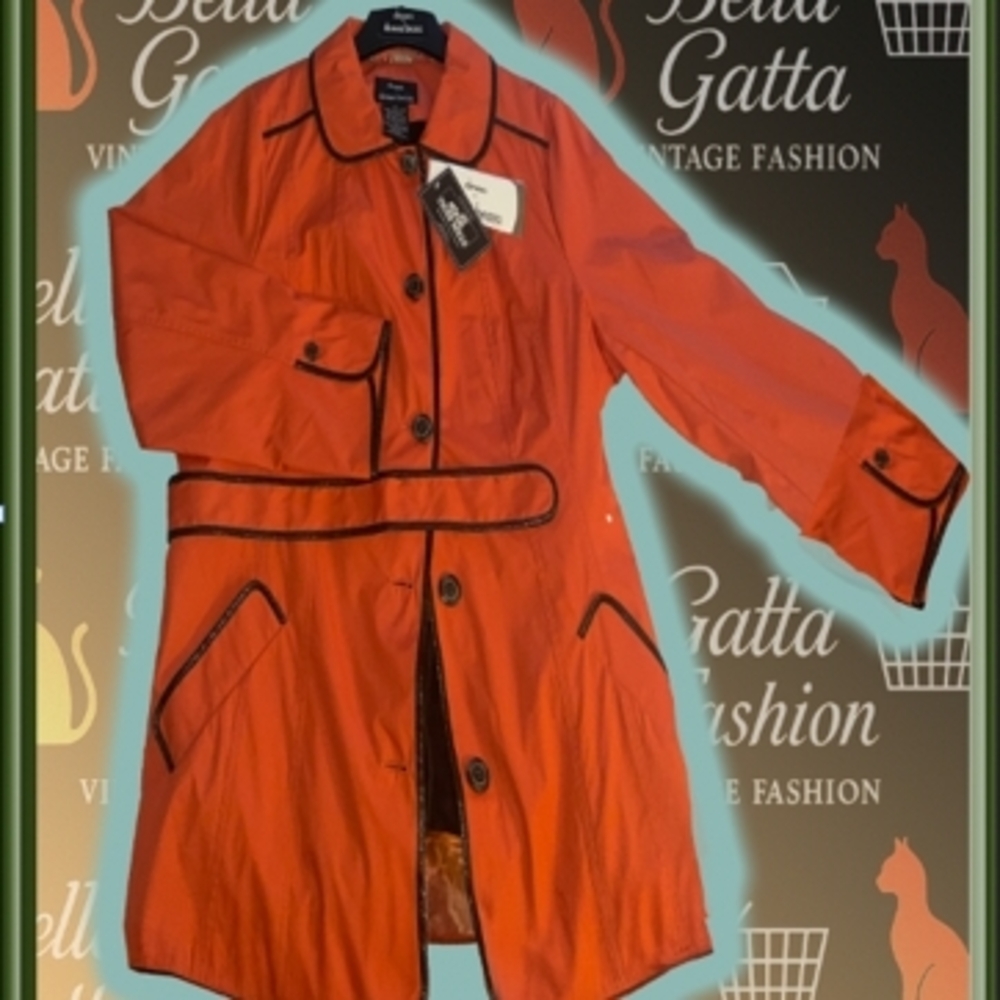 Dennis Basso Orange Trench Coat